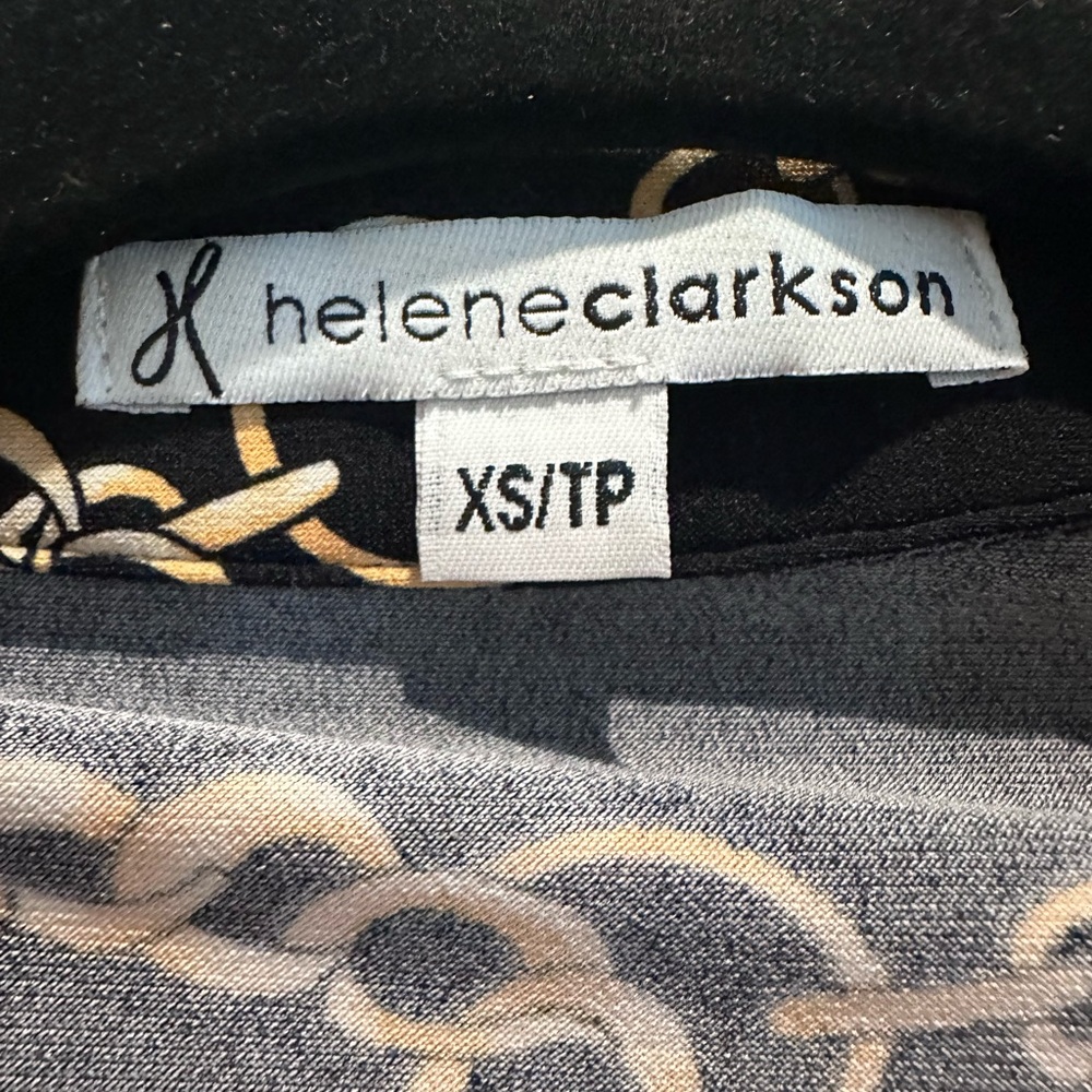 Helene Clarkson Black & Gold Chain Print Button Down Blouse Size XS - Picture 5 of 6